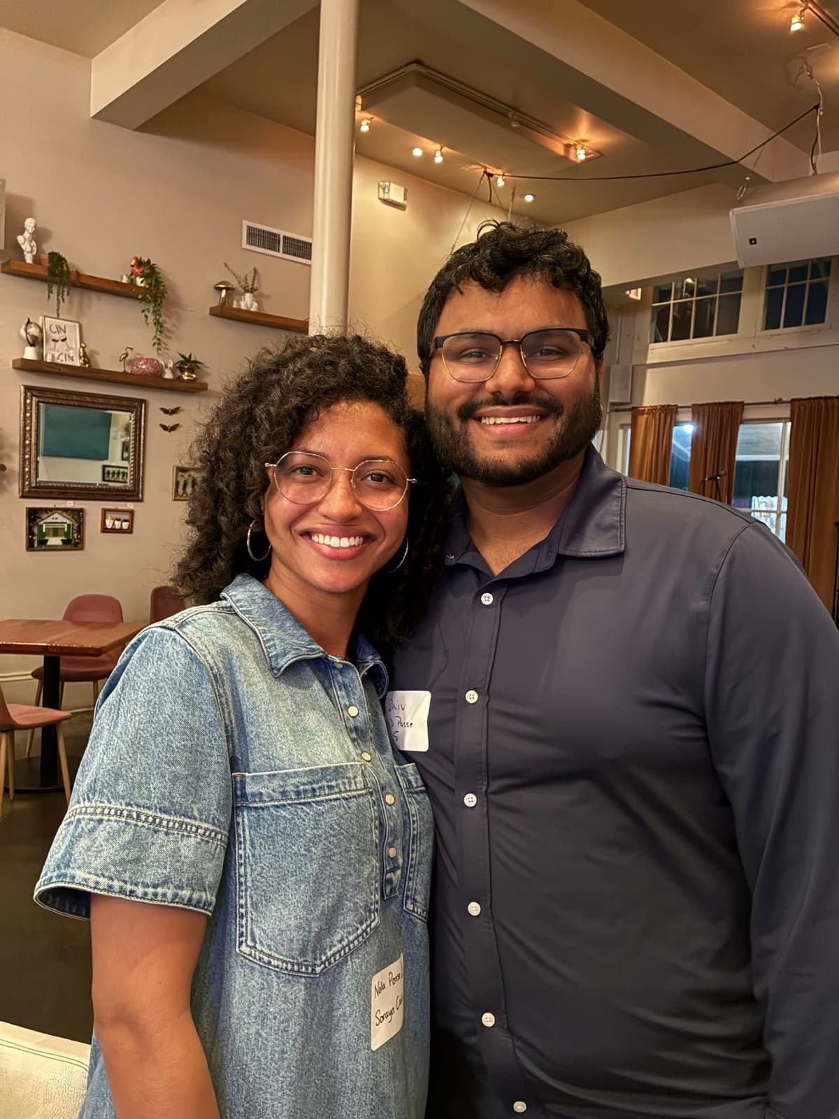 Shivang smiling with a fellow Posse Foundation alum